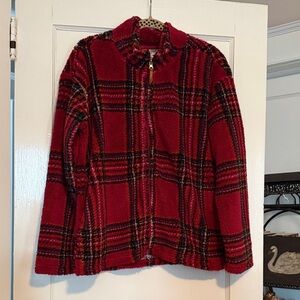 Cozy Red Plaid Teddy Jacket
